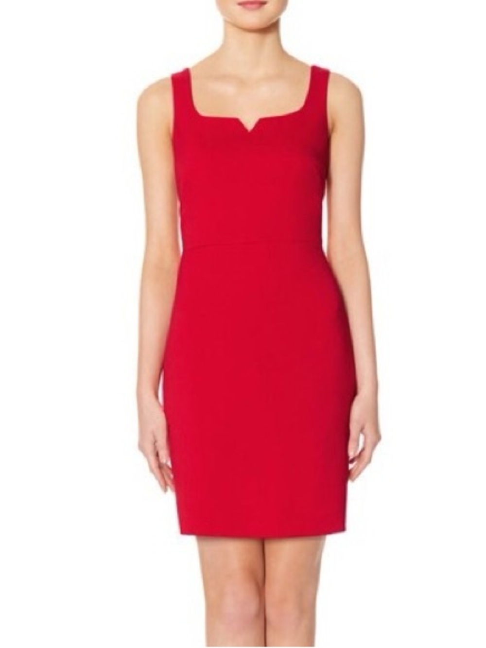 The Limited Red Sleeveless Sheath Dress with Notched Square Neck Size 0